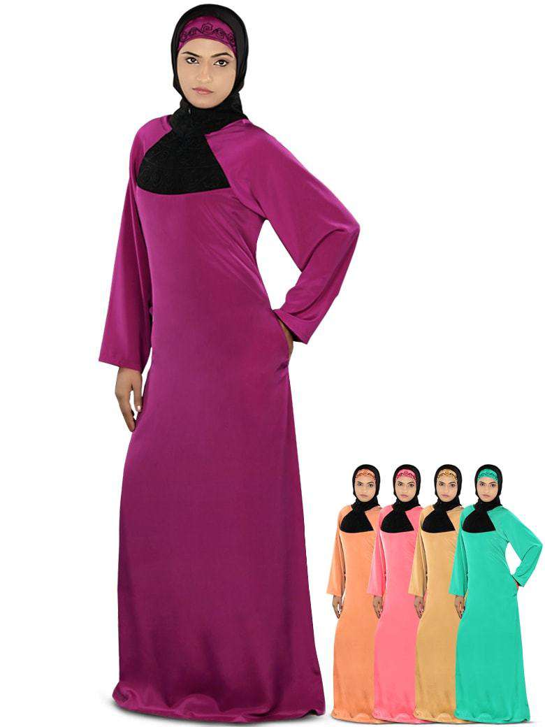 Tanzeela Magenta Abaya