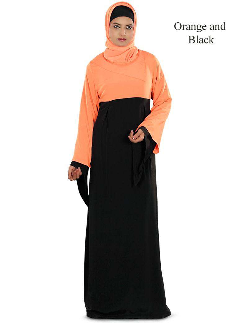 Idala Abaya Orange & Black