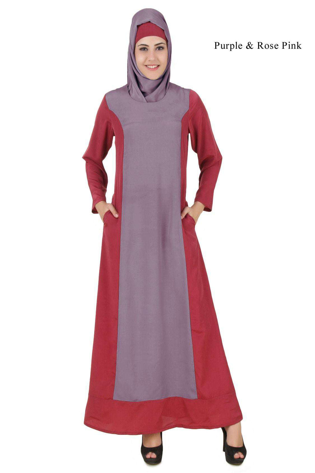 Arshi Slim Look Purple & Rose Pink Abaya