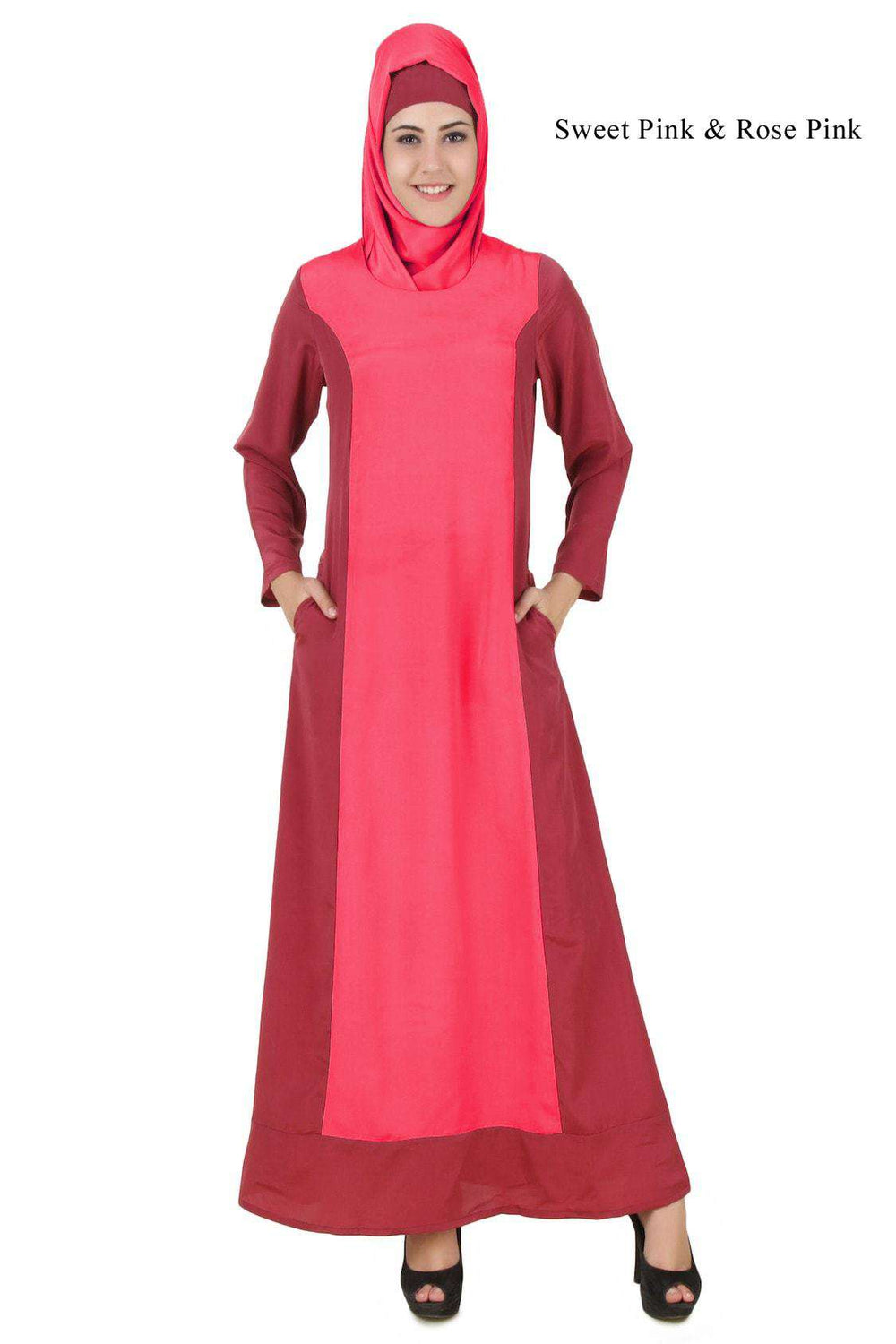 Arshi Slim Look Sweet Pink & Rose Pink Abaya