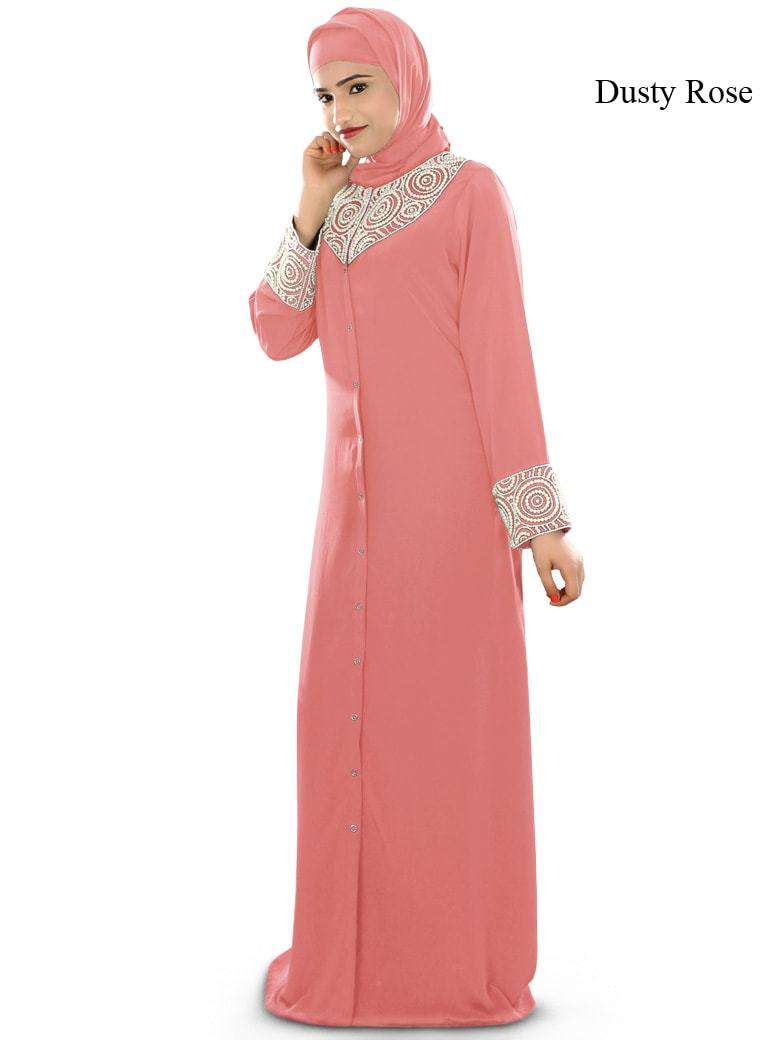 Iqra Black Burqa Dusty Rose