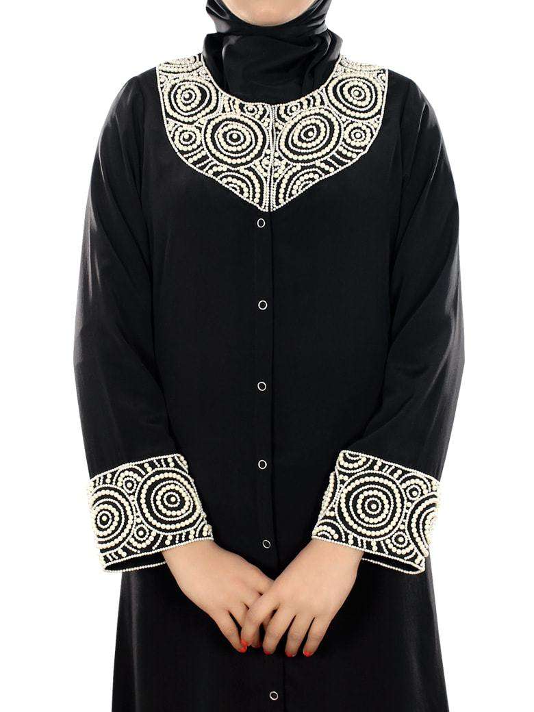 Iqra Black Burqa Front