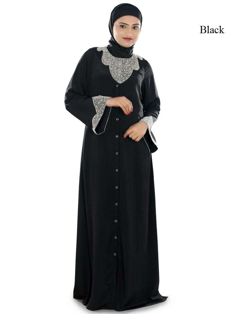 Hifja Black Hand Embroidered Burqa Black