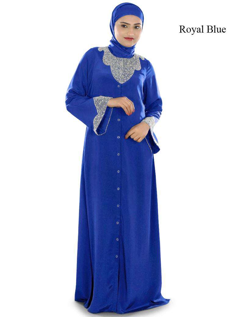 Hifja Black Hand Embroidered Burqa Royal Blue