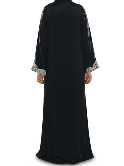 Hifja Black Hand Embroidered Burqa Back