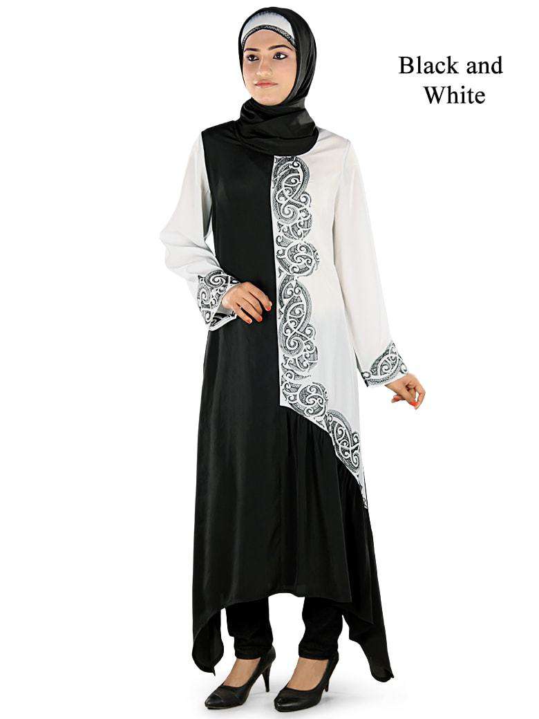 Ara Short Abaya Black & White