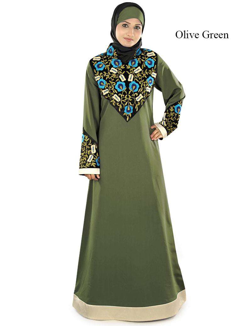 Ayah Blue Abaya Olive Green