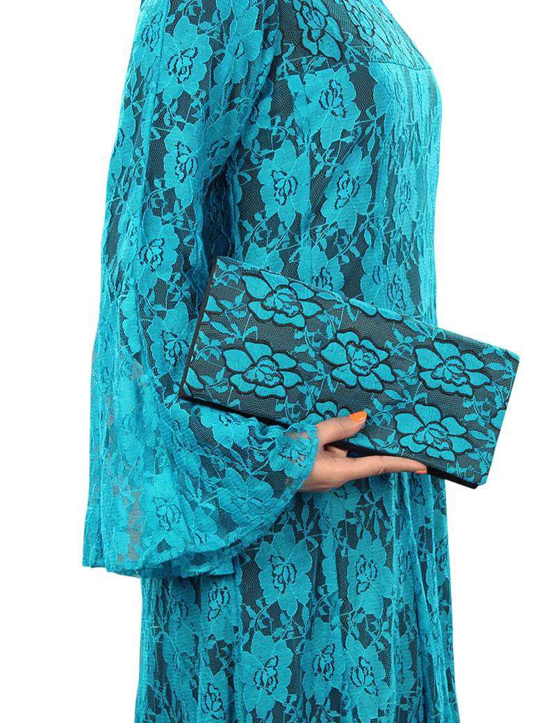 Beautiful Turquoise Blue Flower Net Abaya Side