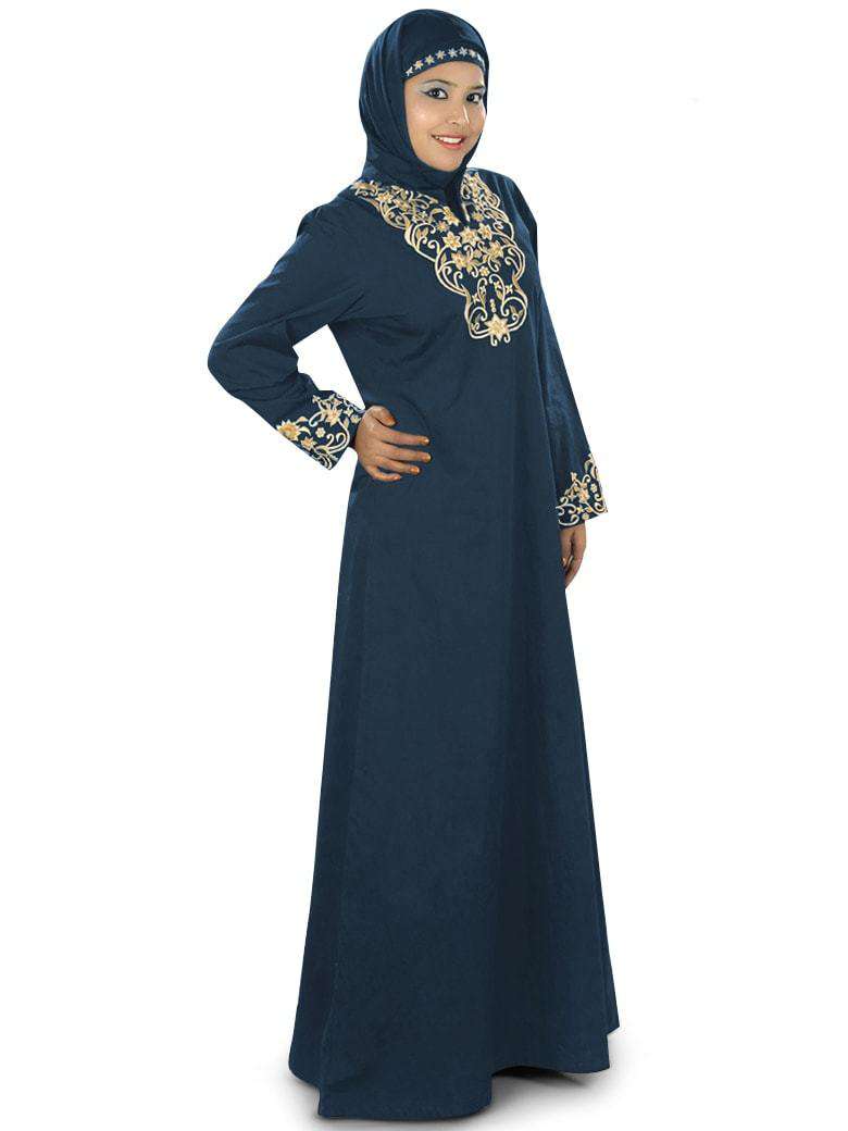 Hibbah Black Cotton Abaya Side