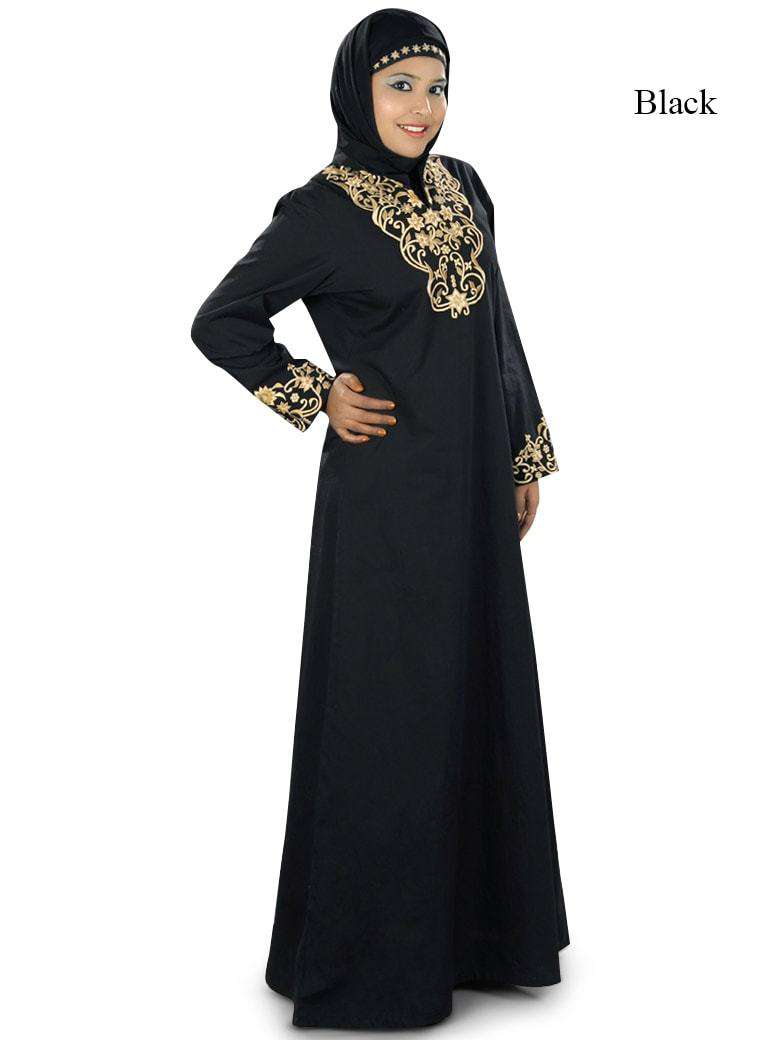 Hibbah Black Cotton Abaya Black