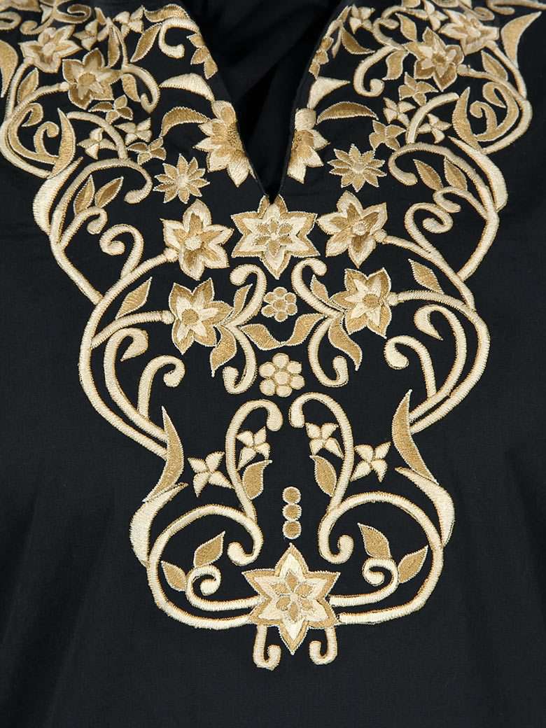 Hibbah Black Cotton Abaya Embroidery