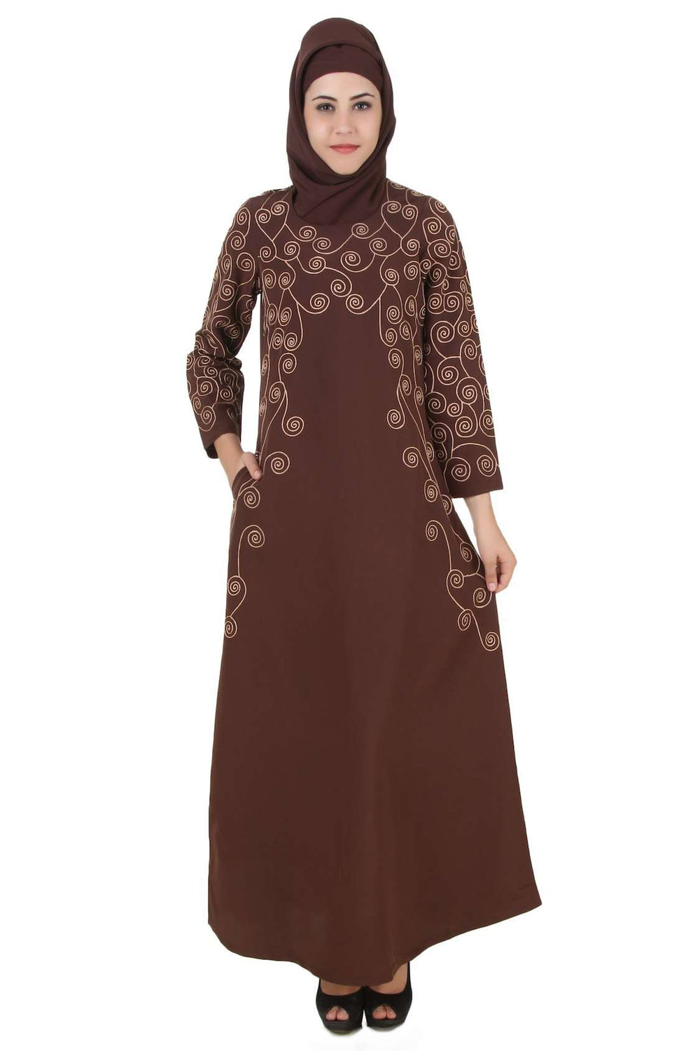 Farasha Brown Kashibo Abaya Front