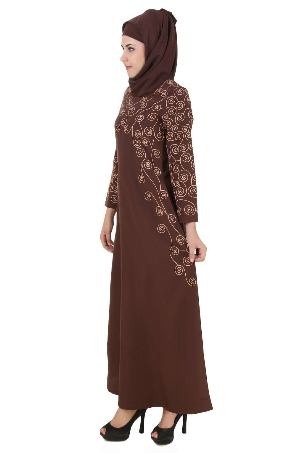 Farasha Brown Kashibo Abaya Side