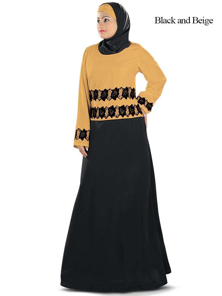 Masumah Abaya Black & Beige