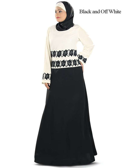 Masumah Abaya Black & Off White