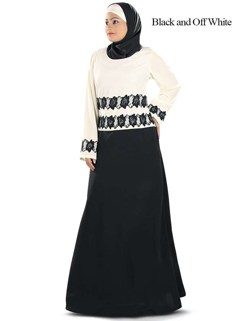 Masumah Abaya Black & Off White