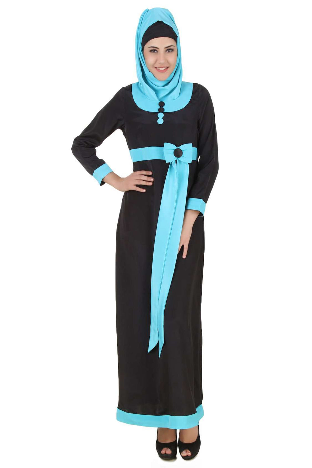 Asifa Black Crepe Abaya Front