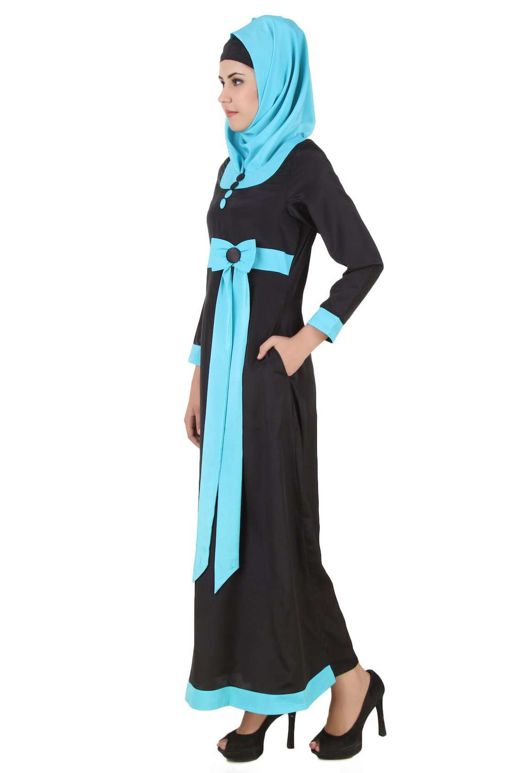 Asifa Black Crepe Abaya Side