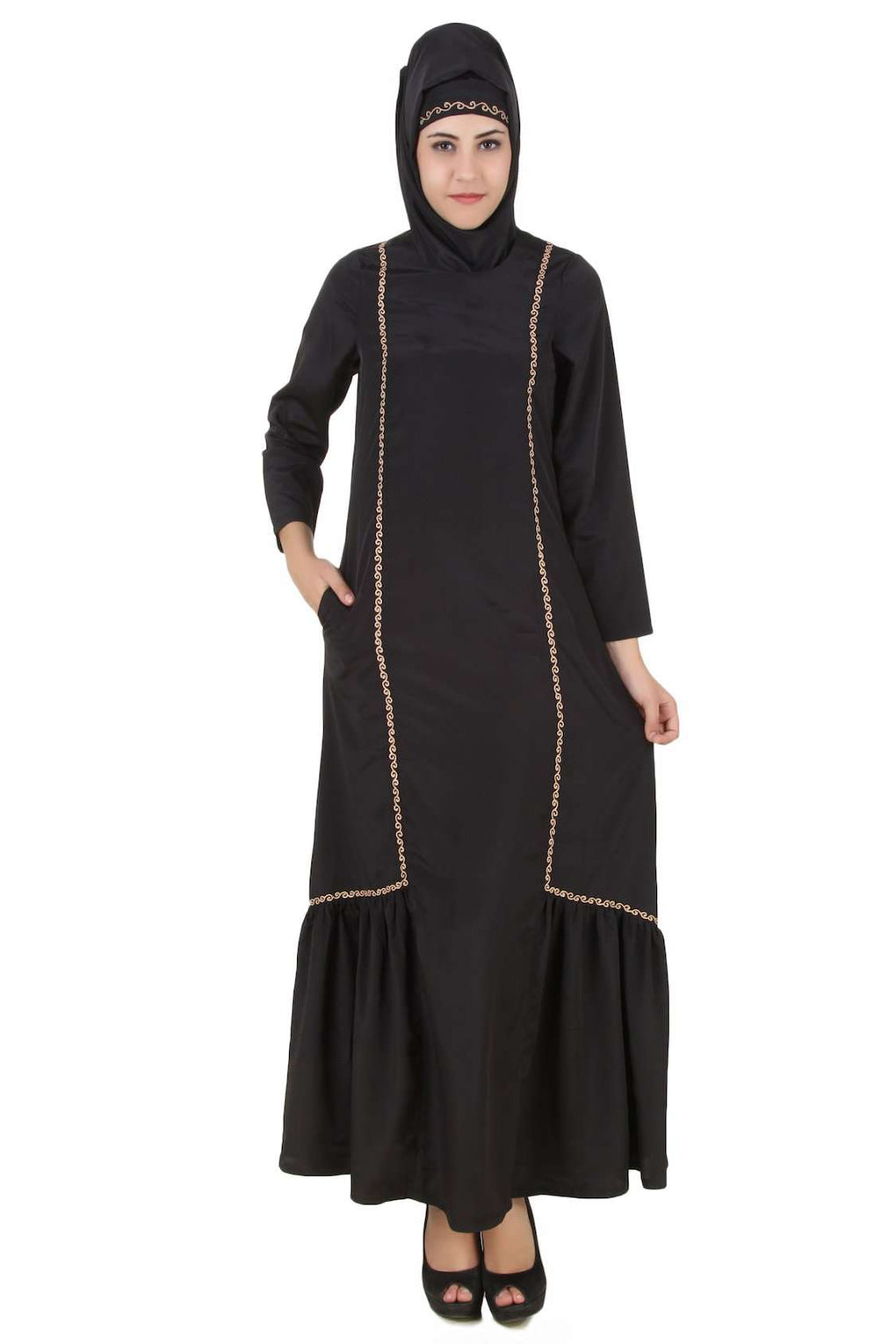 Fathima Black Nida Abaya Front