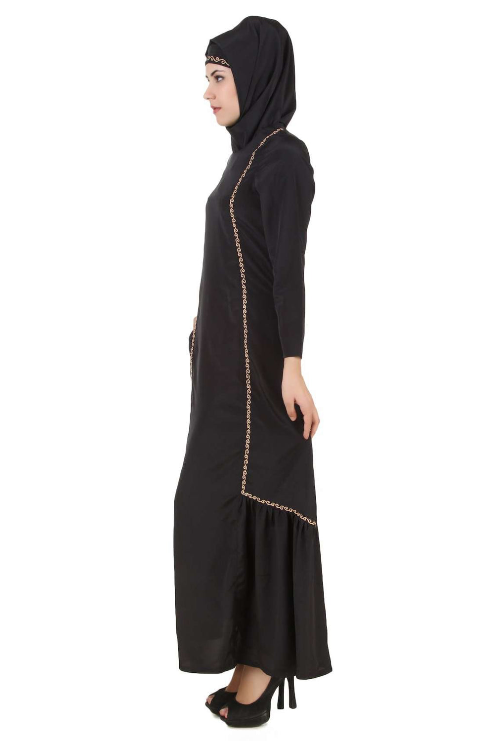 Fathima Black Nida Abaya Side