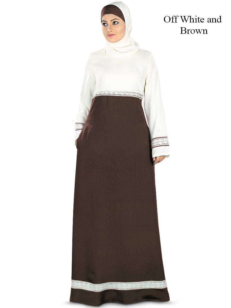 Ayshah Abaya Off-White & Brown