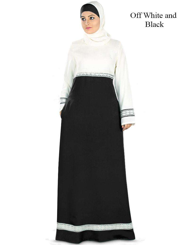 Ayshah Abaya Off-White & Black