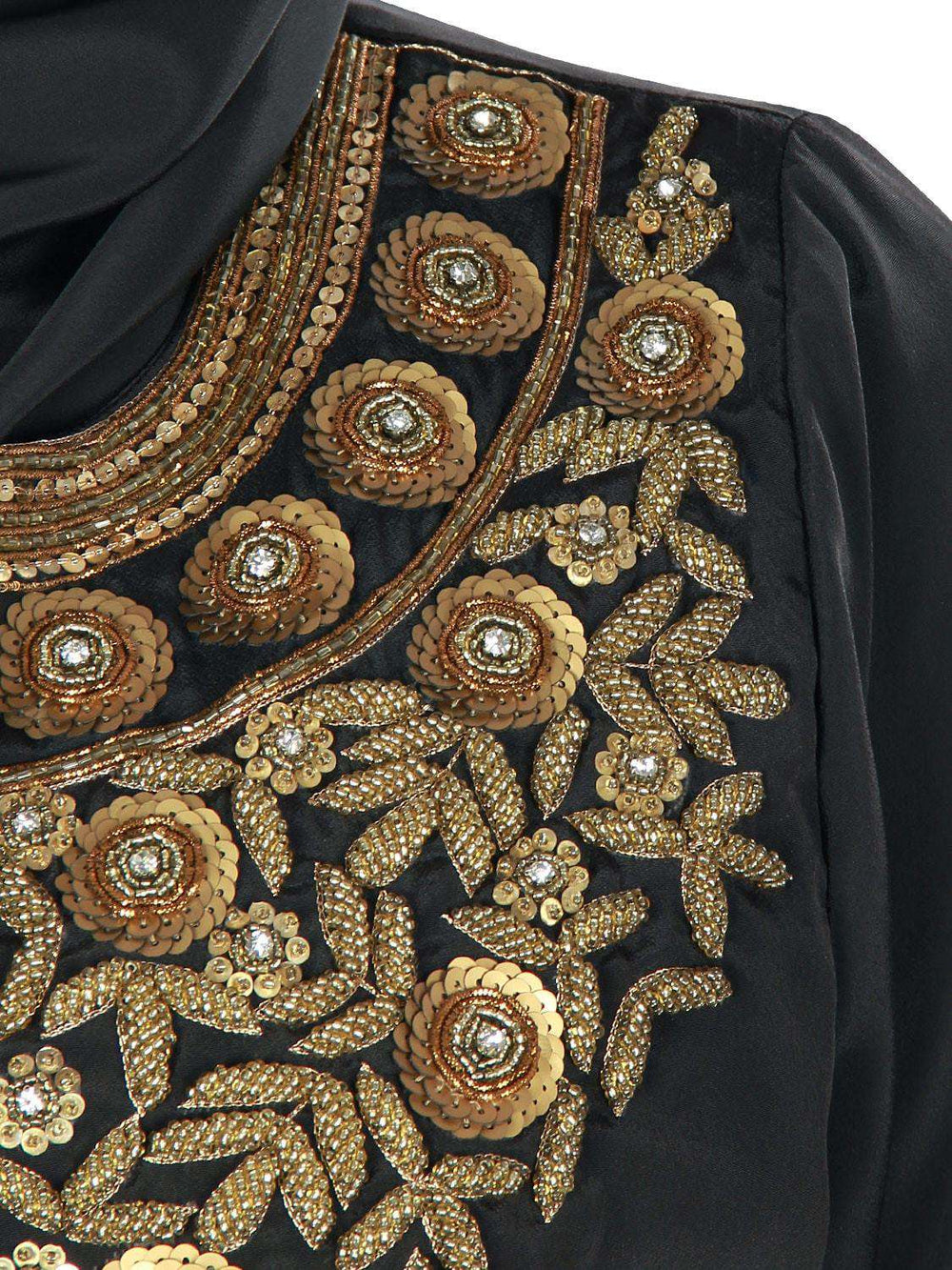Fiddah Gold Hand Embroidered Burqa Embroidery