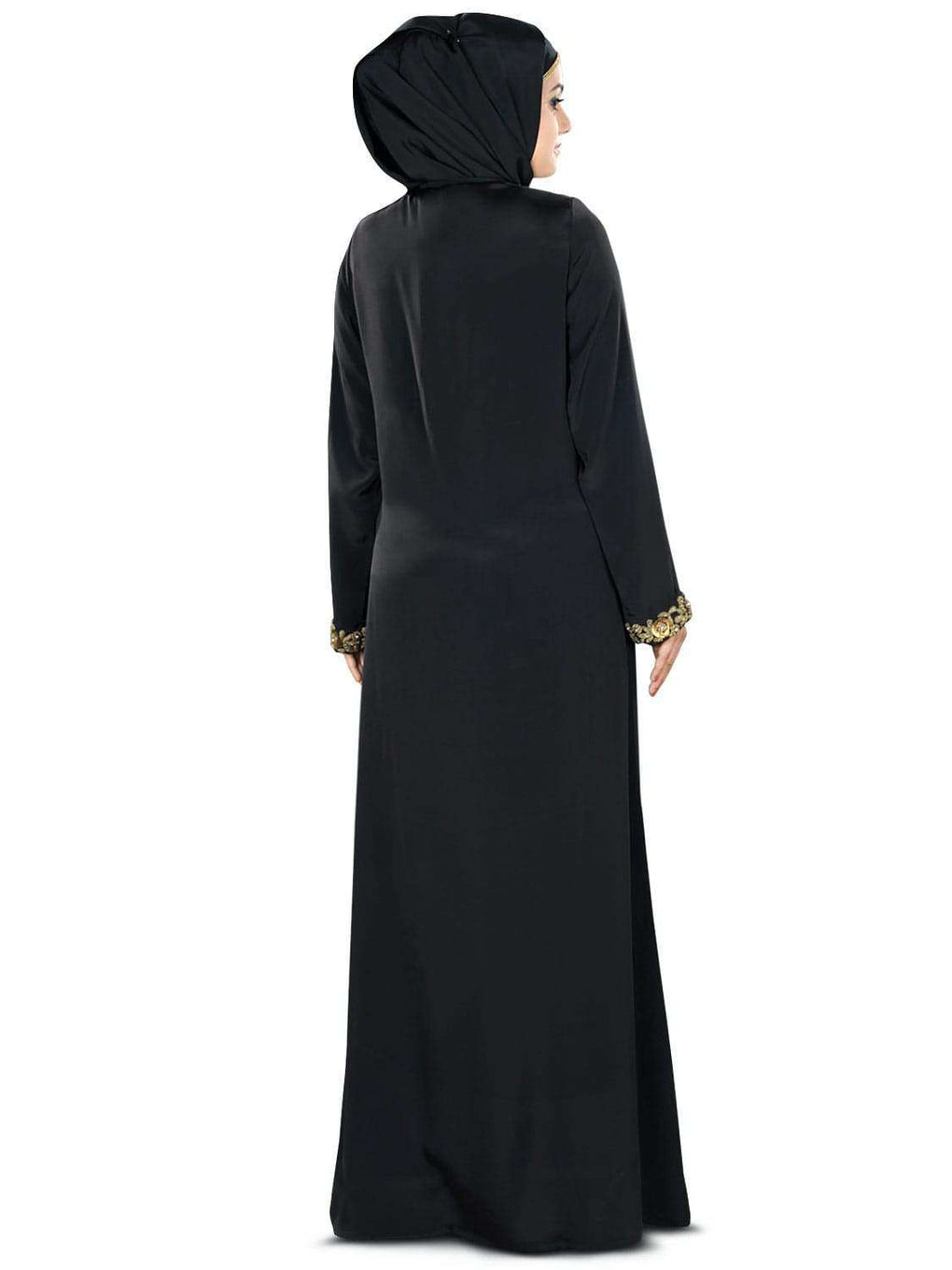 Fiddah Gold Hand Embroidered Burqa Side