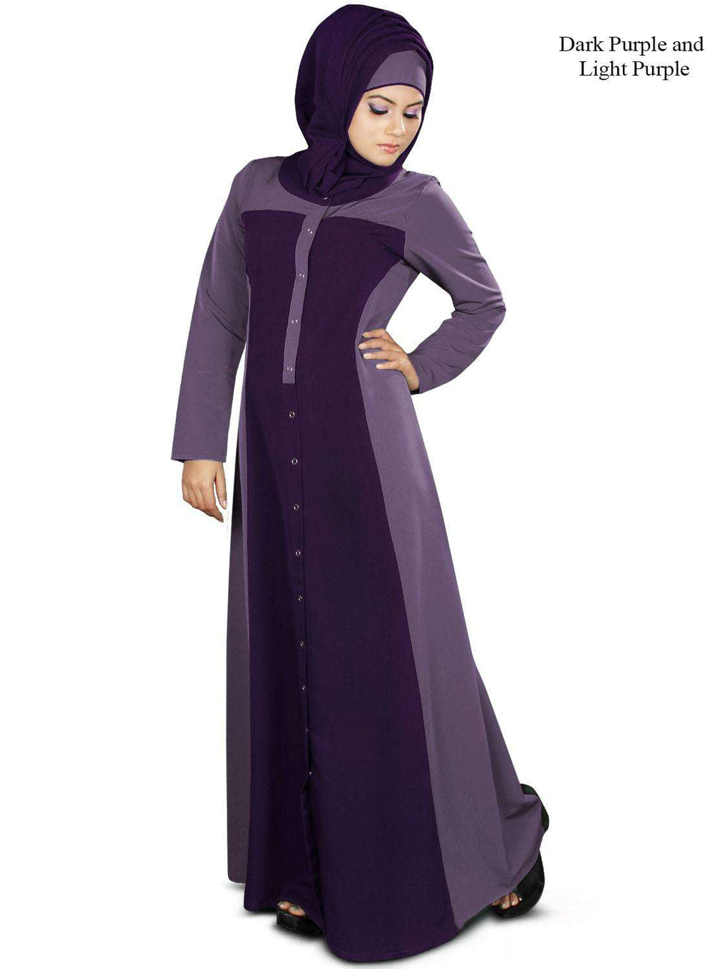 Hibah Abaya Drak Purple and Light Purple