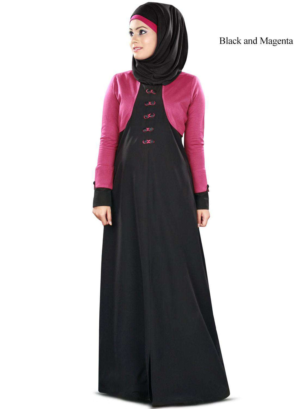 Nasifah Abaya Black & Magenta