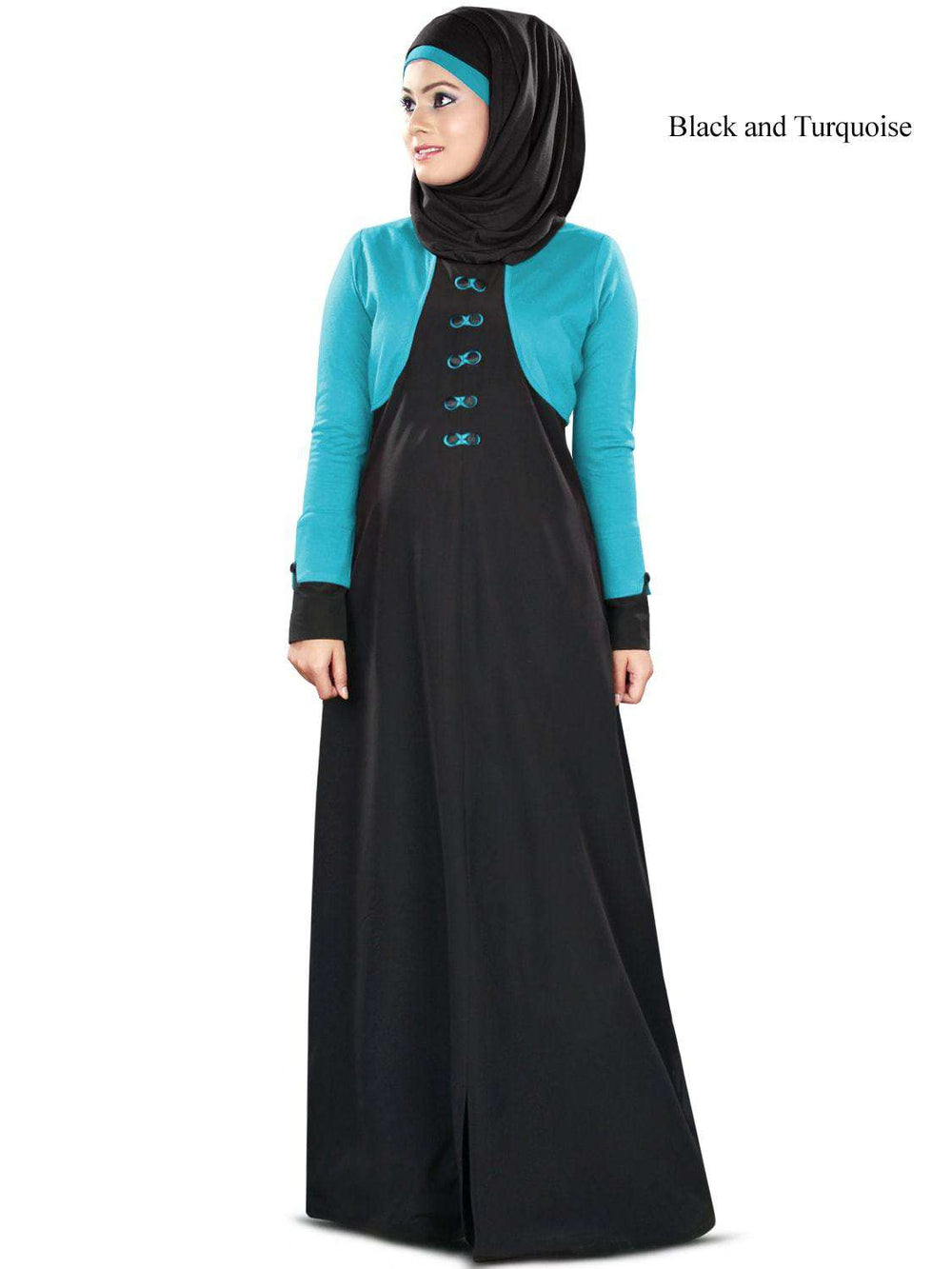 Nasifah Abaya Black & Turquoise