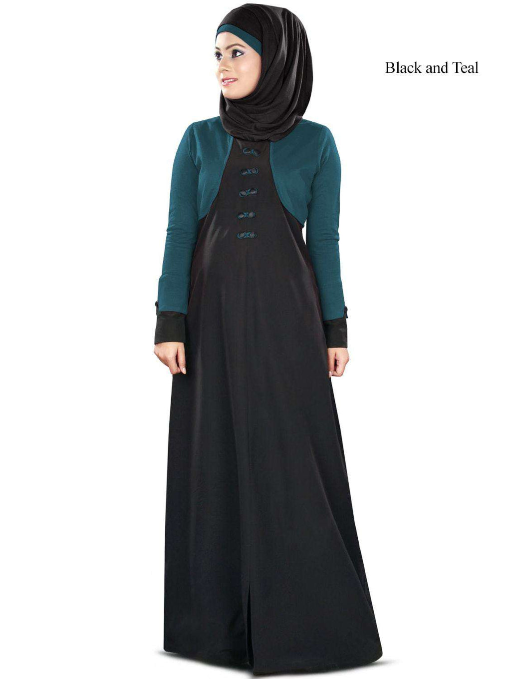 Nasifah Abaya Black & Teal