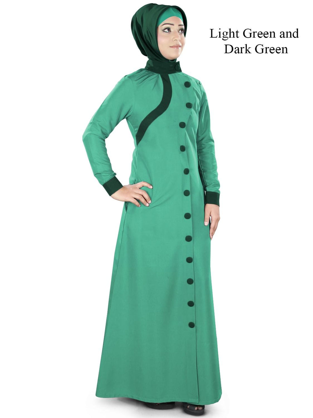 Aafiya Abaya Light Green and Dark Green