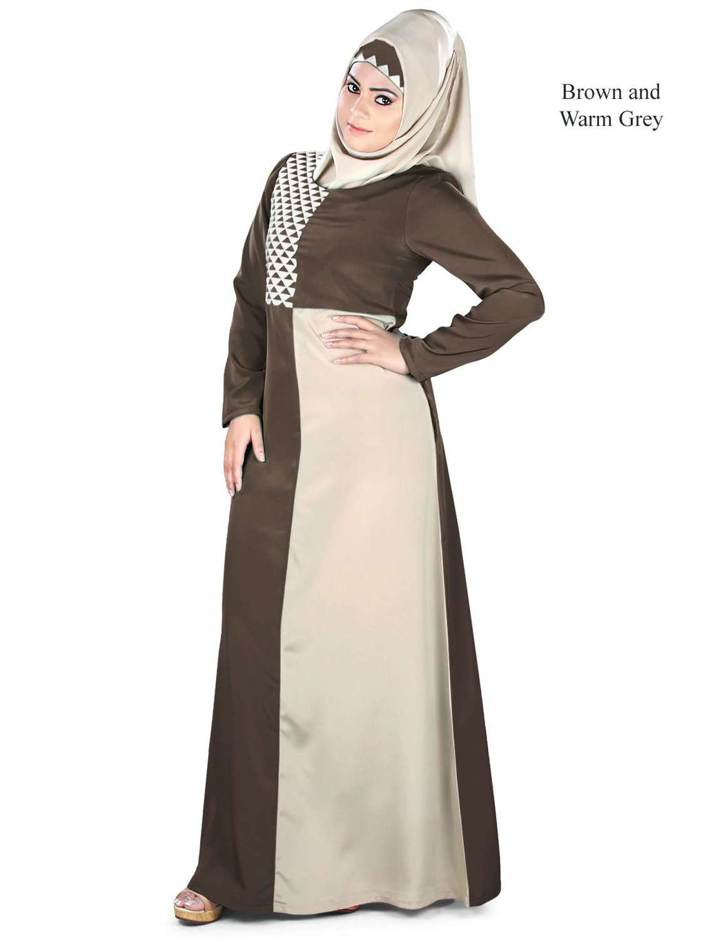 Naseemah Abaya Brown and Warm Grey