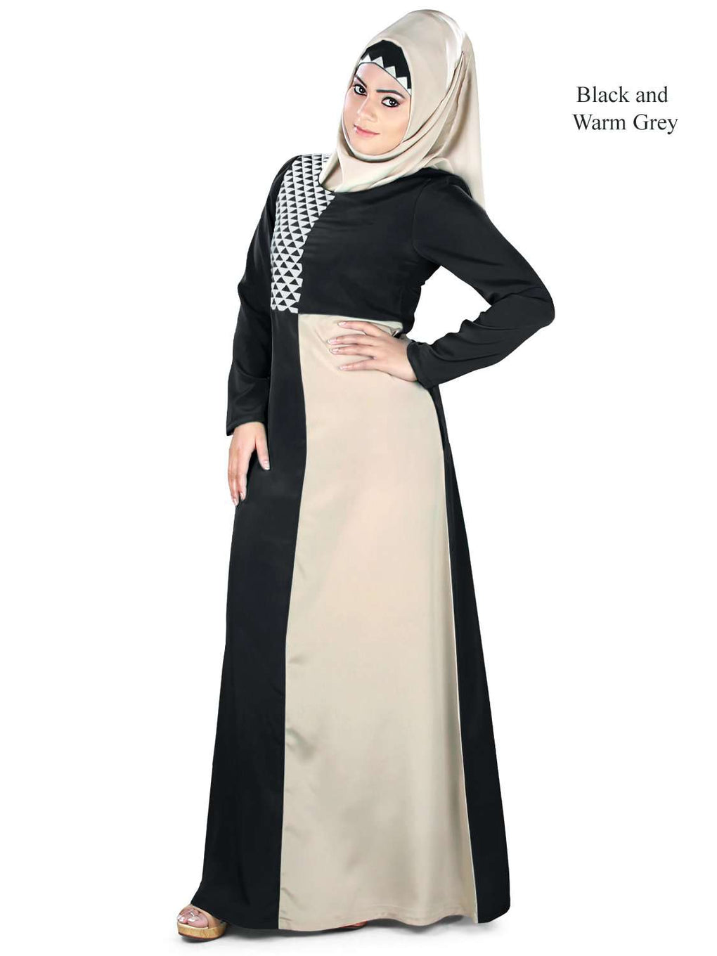 Naseemah Abaya Black & Warm Grey