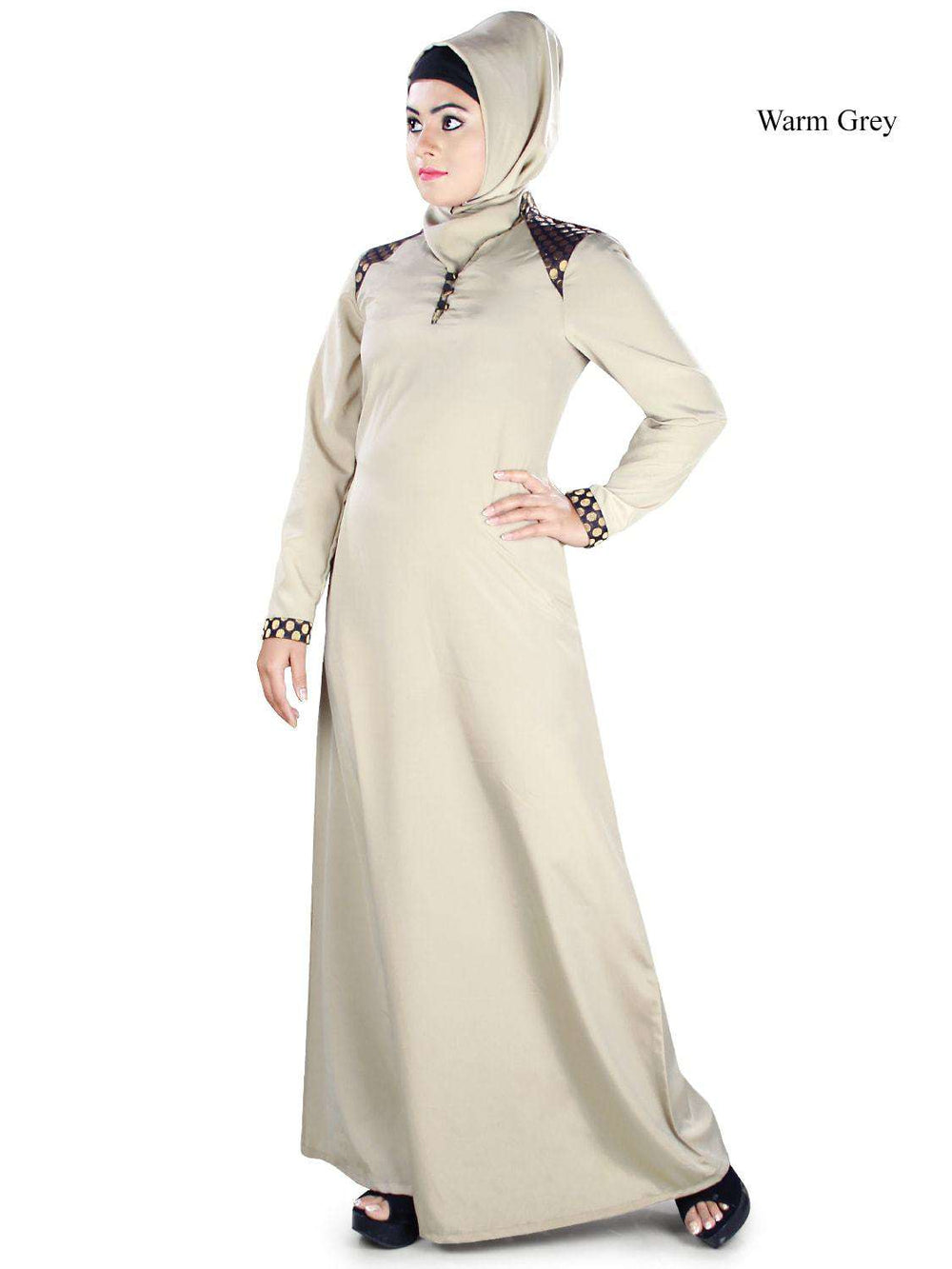 Kehkashan Abaya Warm Grey