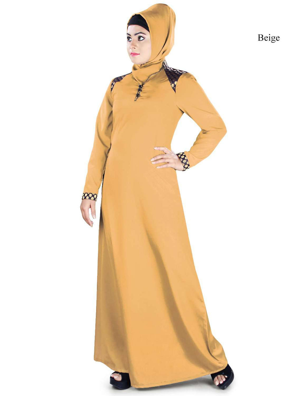 Kehkashan Abaya Beige