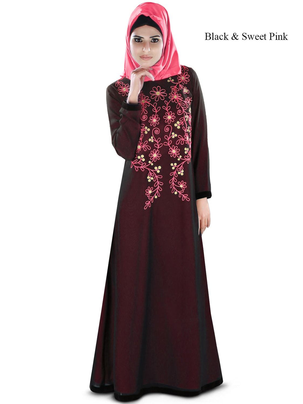 Aafreeda Abaya Balck & Sweet Pink