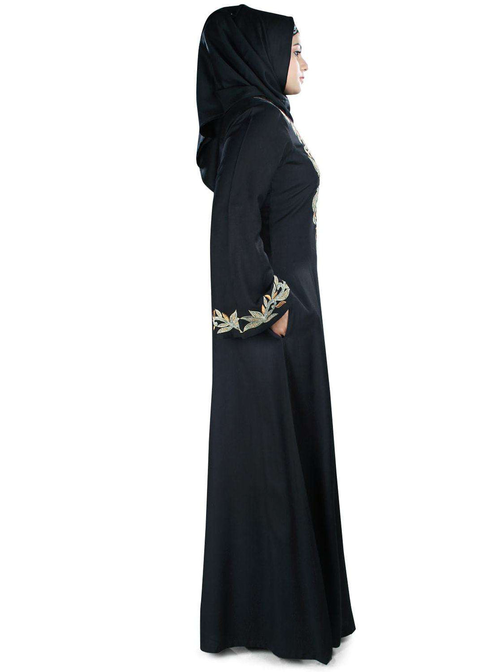 Buy Hifza Rayon Embroidered Black Abaya Online – MyBatua.com