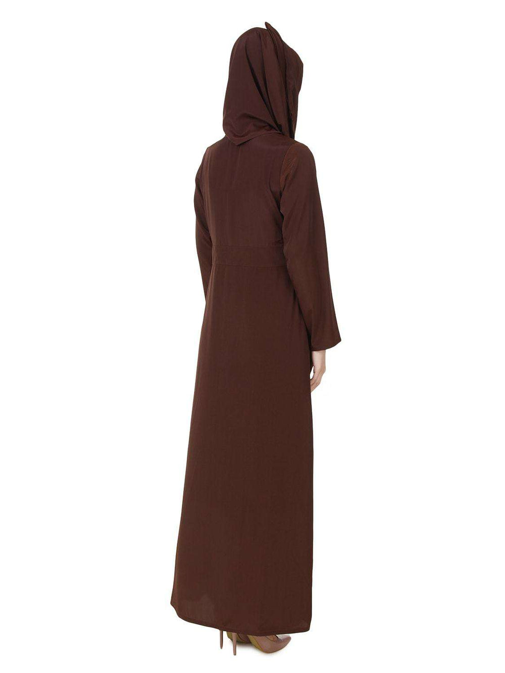 Layan Crepe Brown Abaya Back