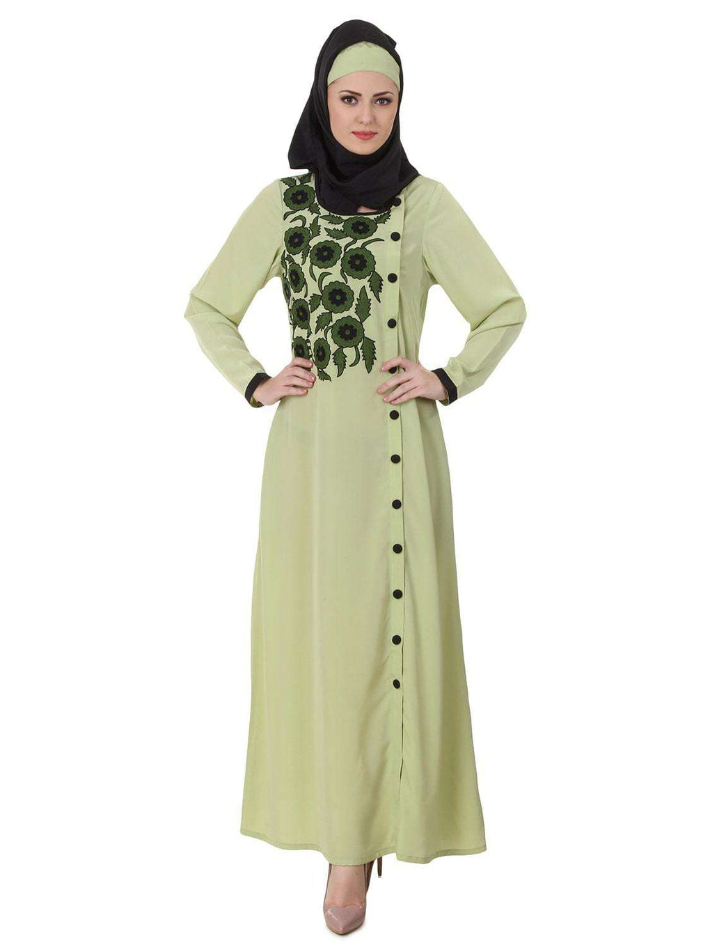 Wareesha Crepe Parrot Green Abaya