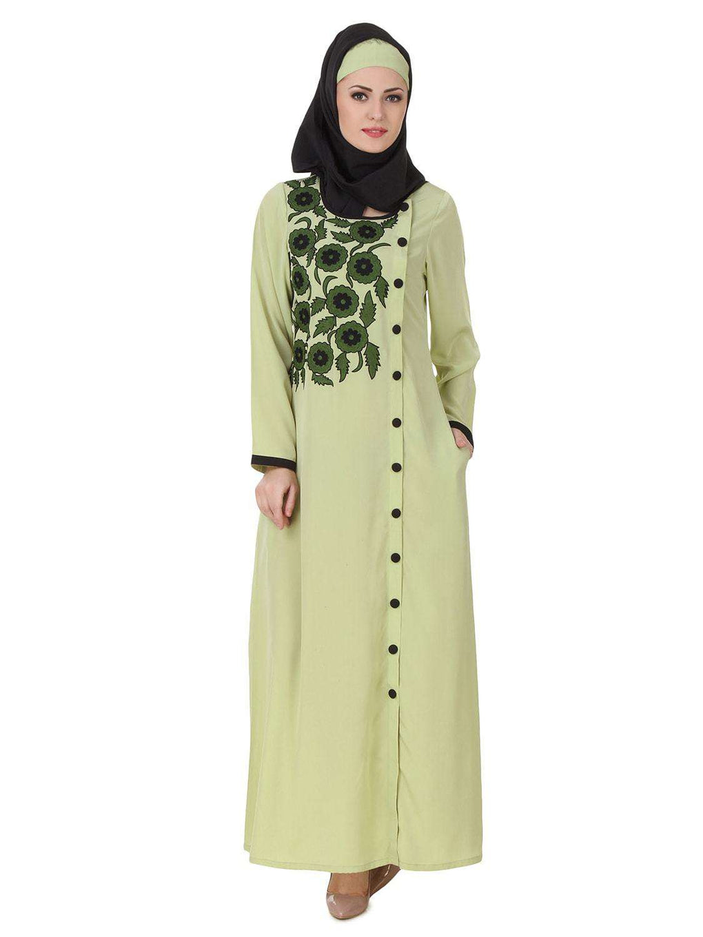 Wareesha Crepe Parrot Green Abaya