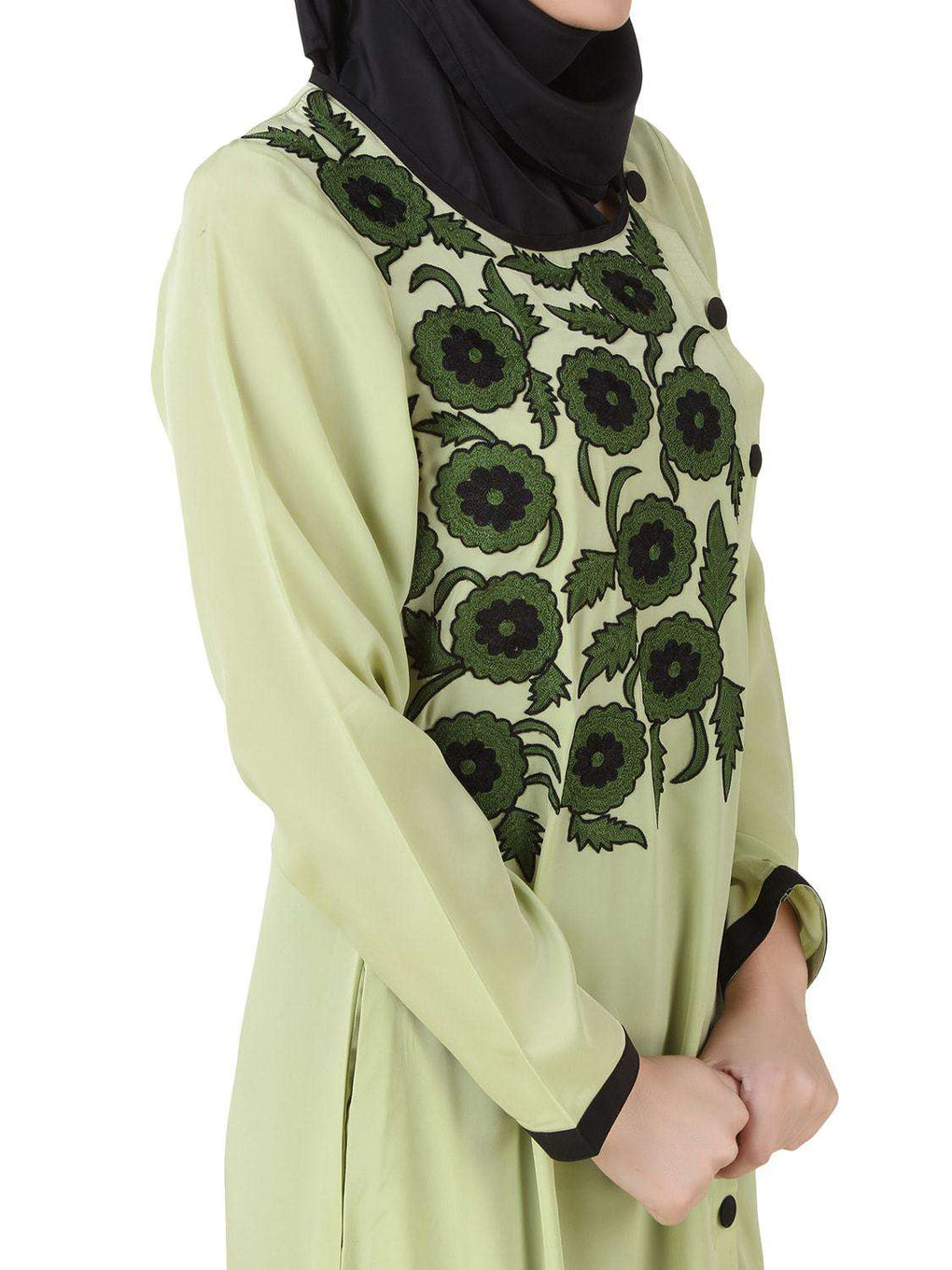 Wareesha Crepe Parrot Green Abaya