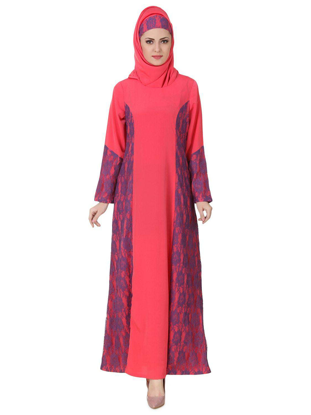 Atia Crepe Sweet Pink Abaya Front