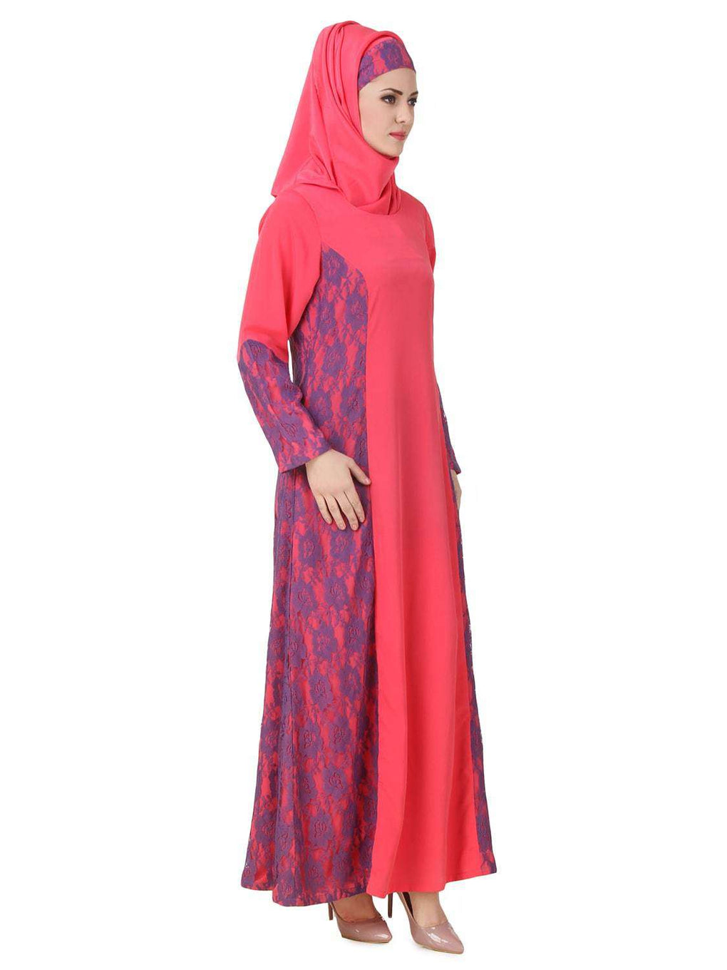 Atia Crepe Sweet Pink Abaya Side 2