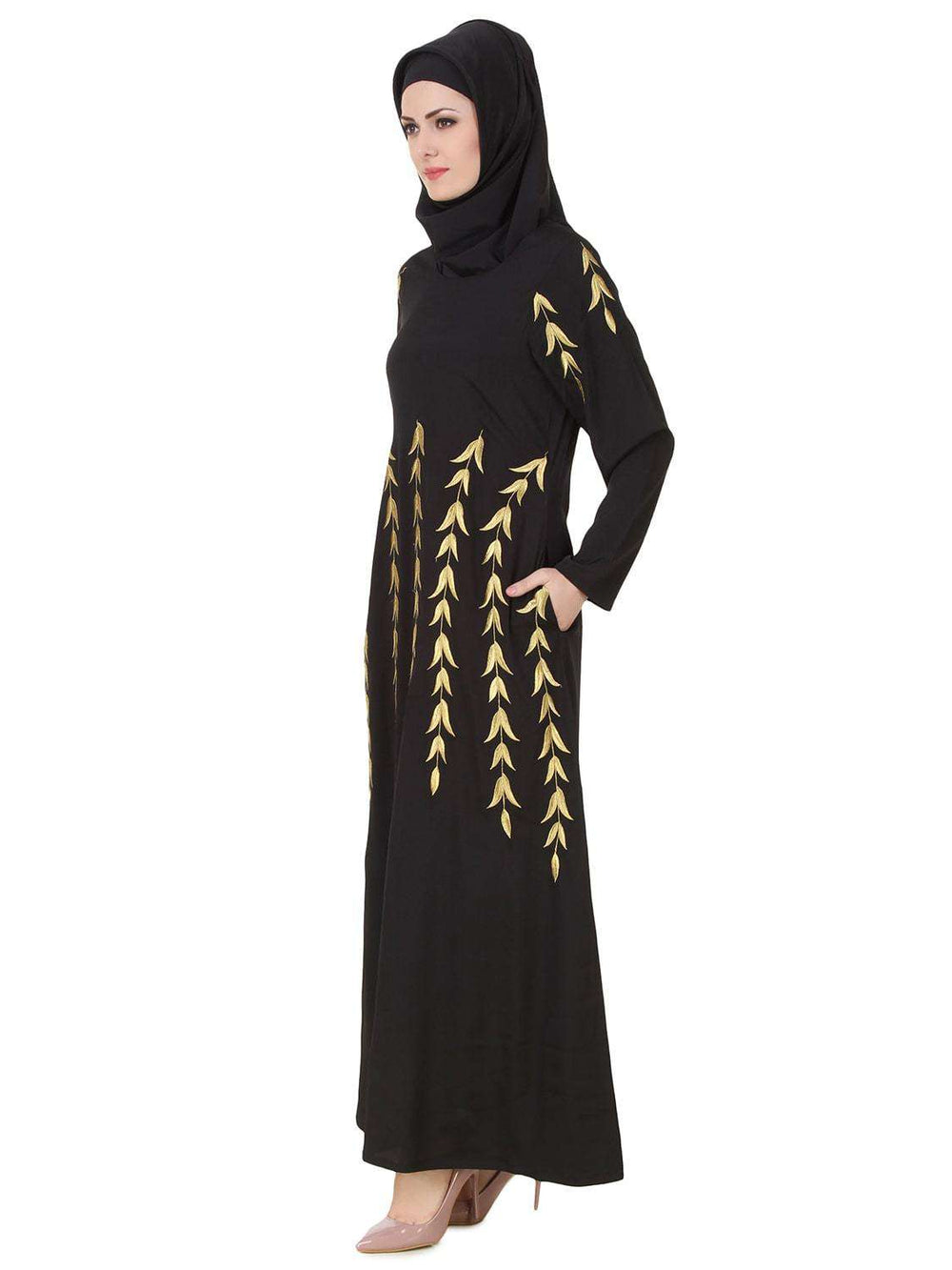 Naureen Nida Black Abaya Side