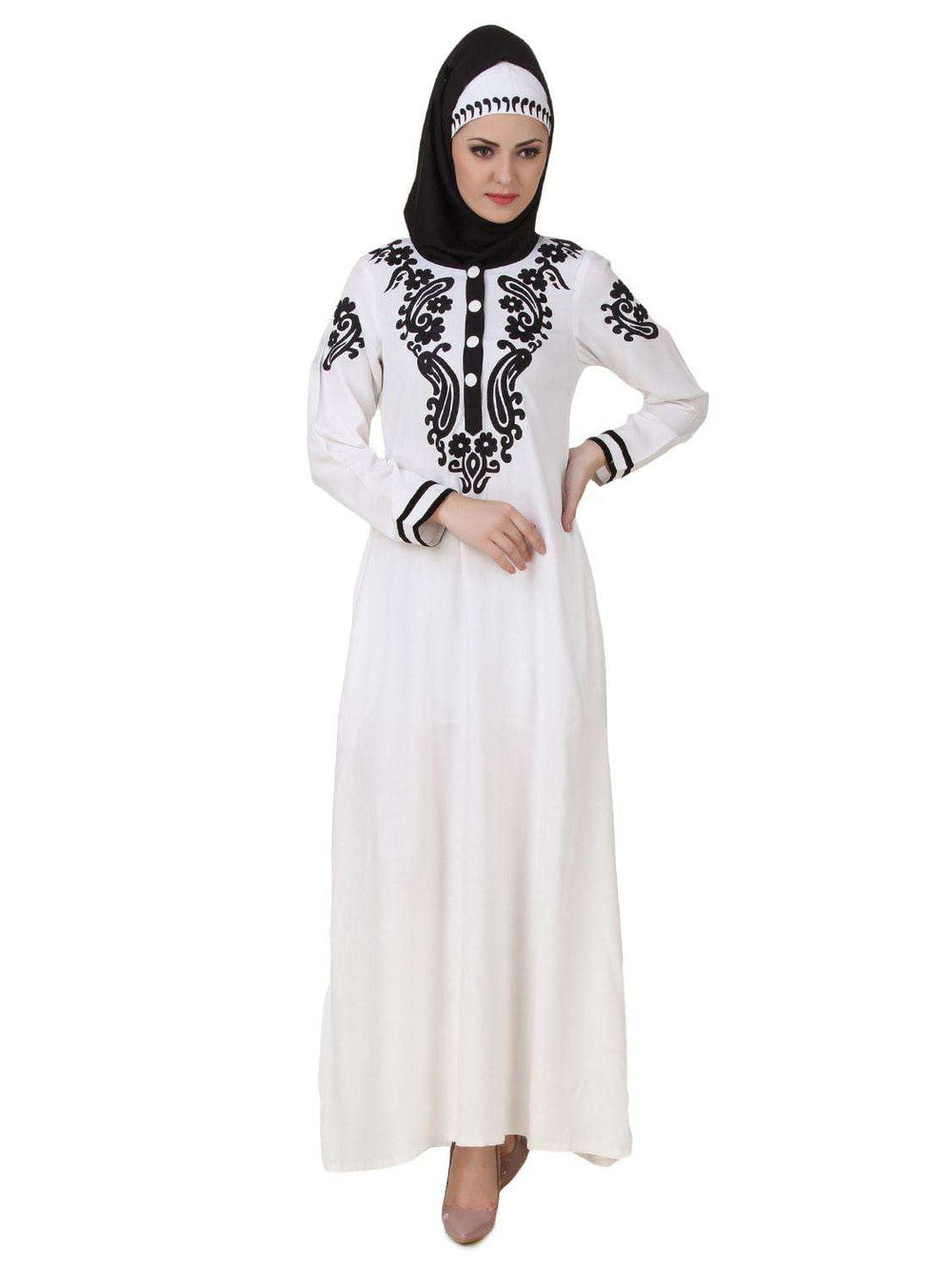 Asil Rayon White Abaya Front Design