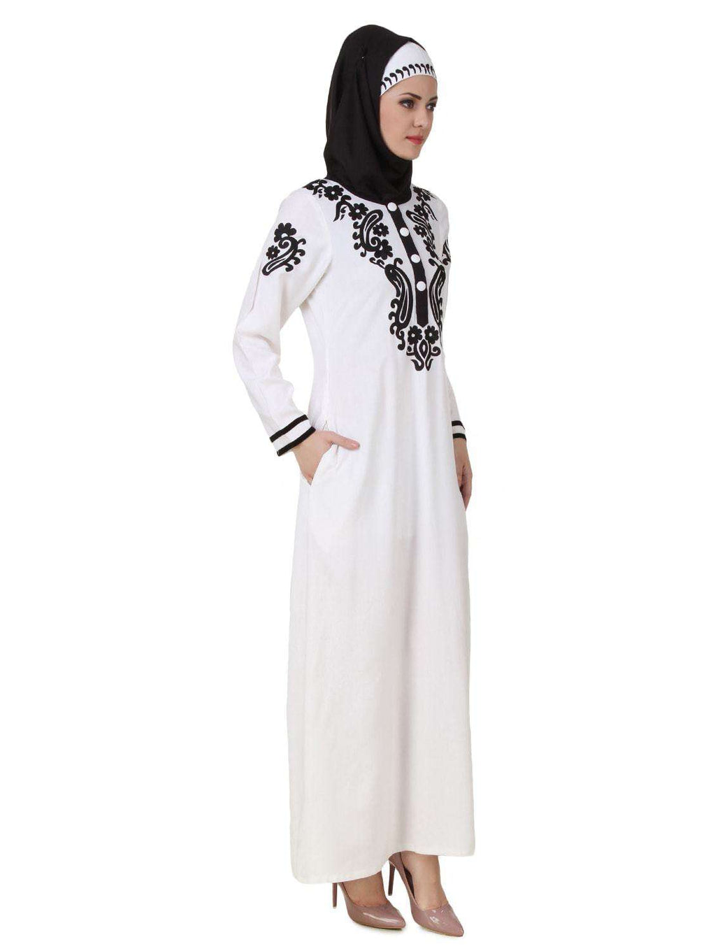 Asil Rayon White Abaya Side