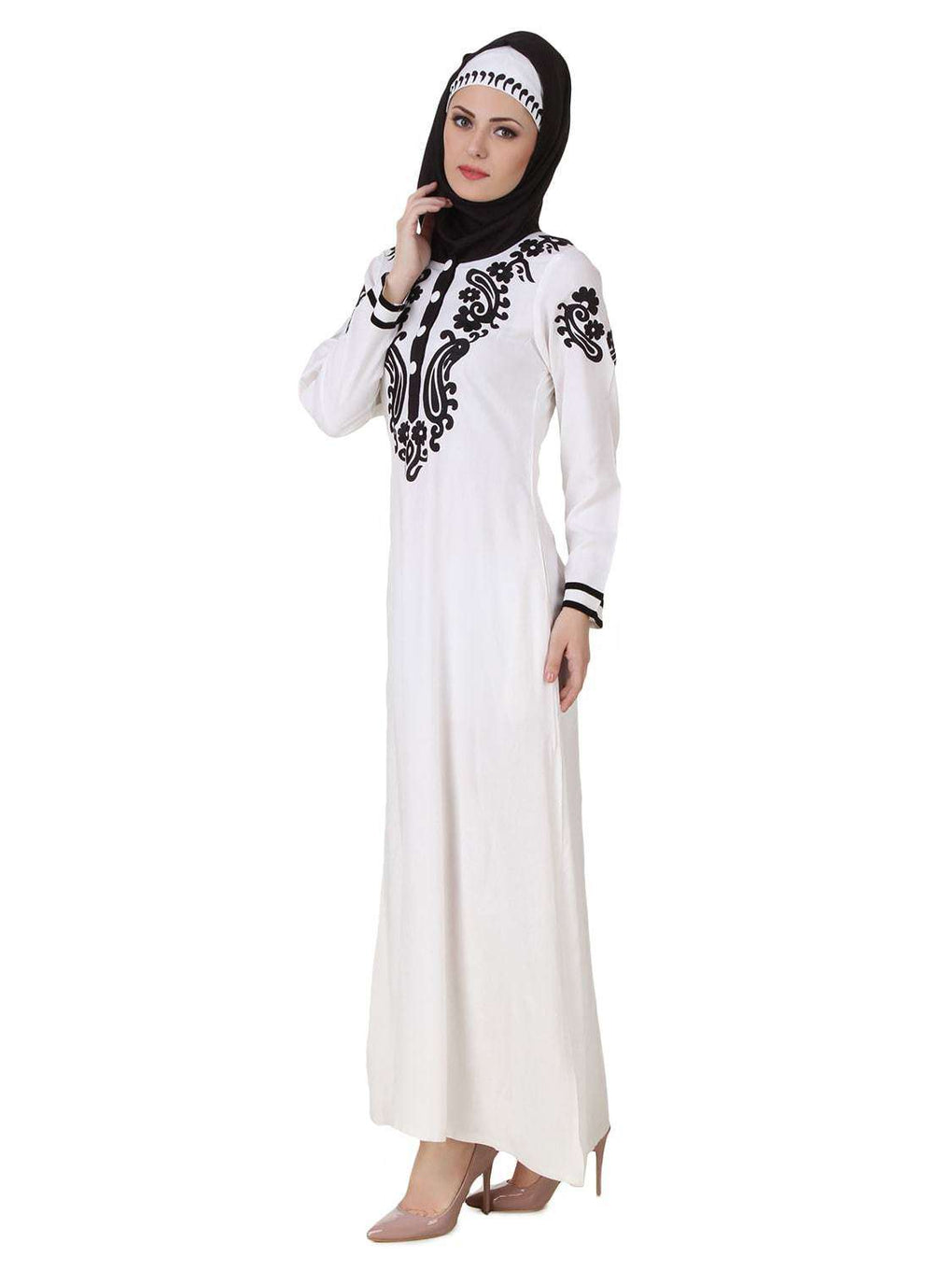 Asil Rayon White Abaya Front