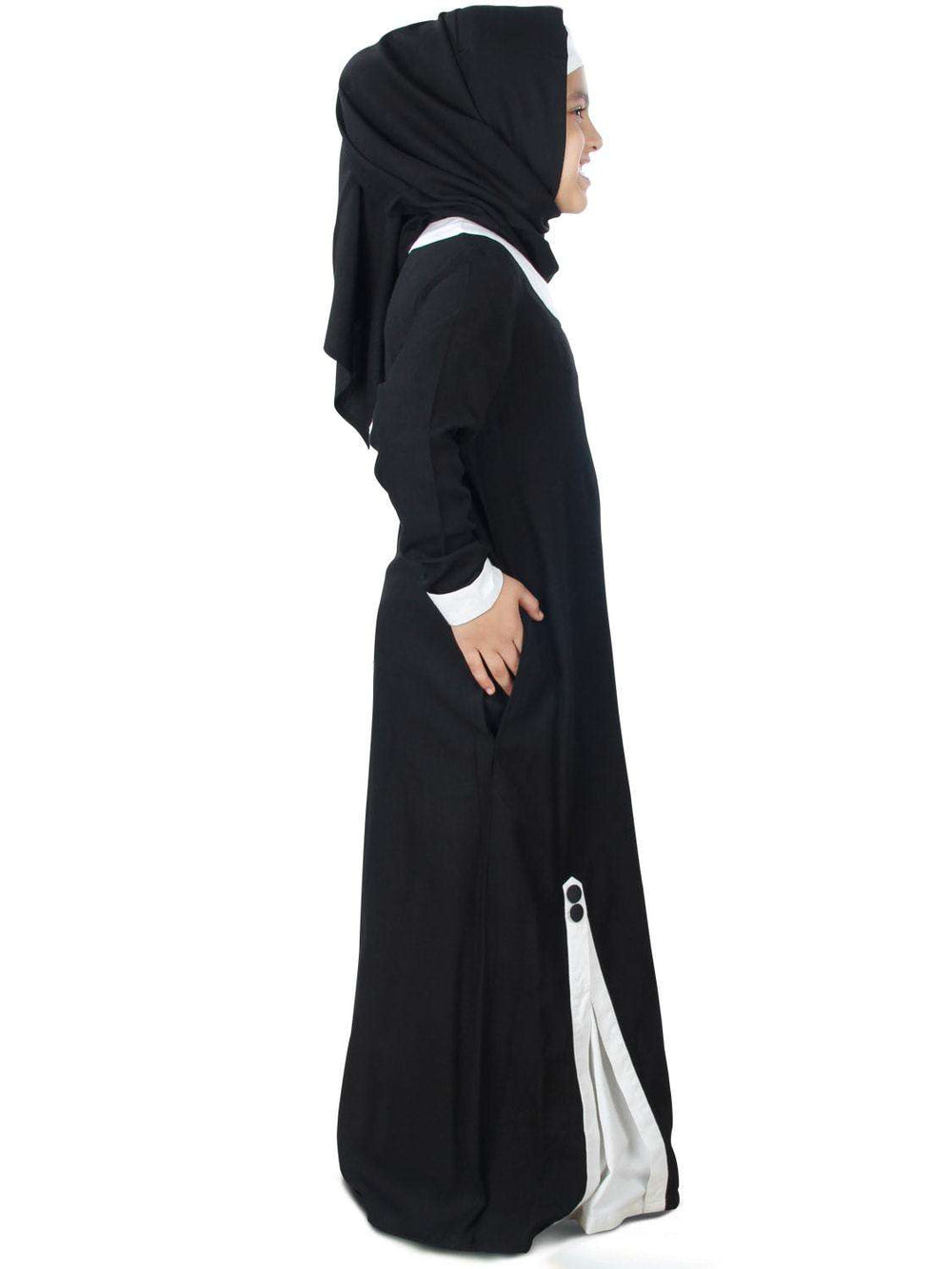 Jaza Rayon Black Kid's Abaya Side